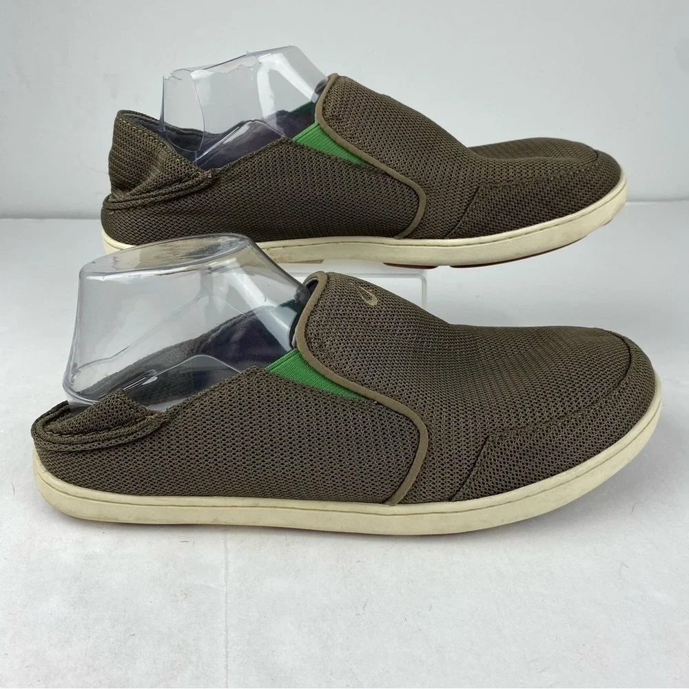 Olukai Mens 10 Brown Nohea Mesh Slip On Sneakers Foldable Heel